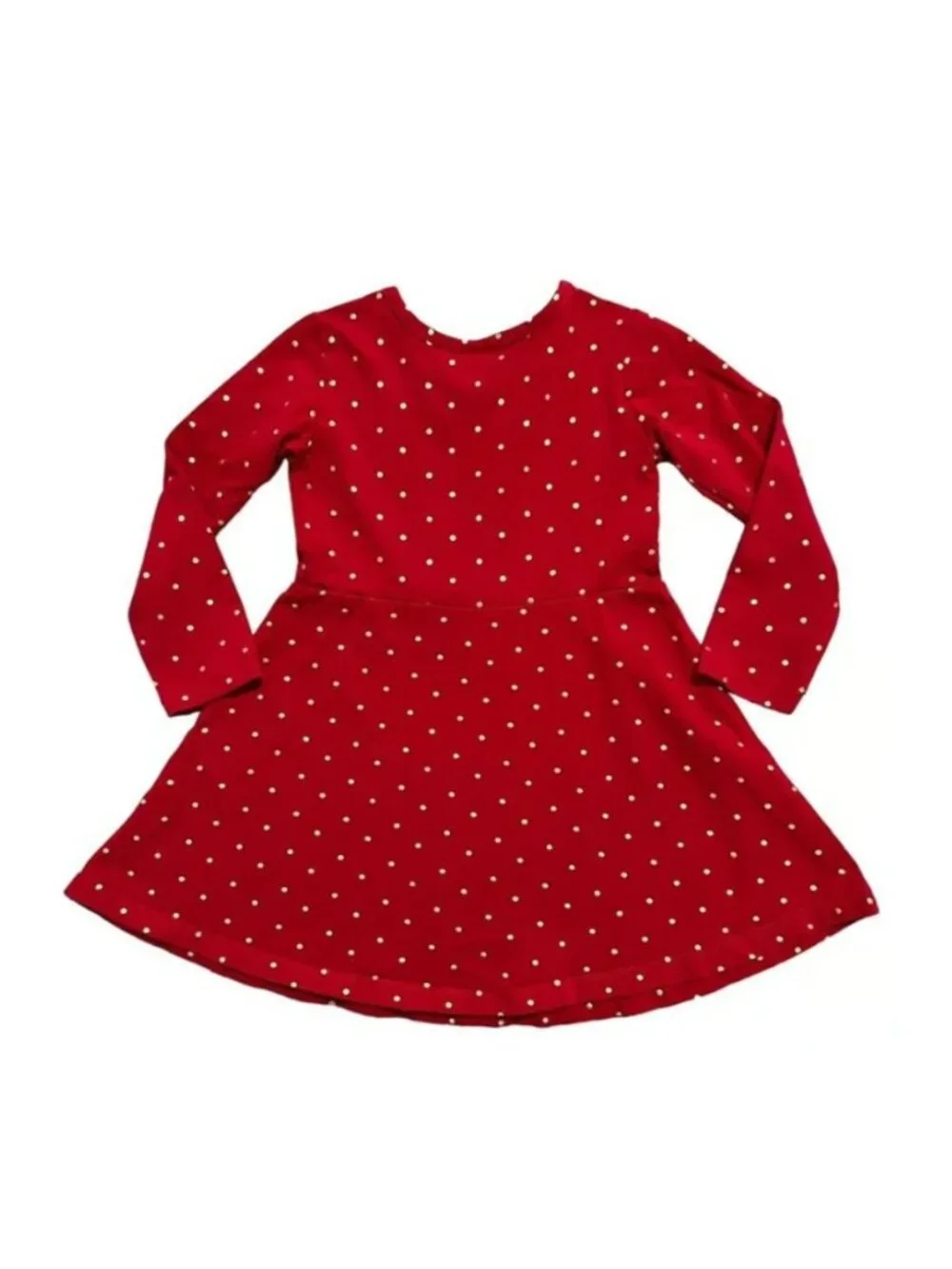 Hanna Andersson Sz 90 (3T) Red & Gold Polkadot Skater Dress - Picture 2 of 2